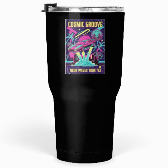 Neon Retro Space Car Tour 93 Tumblers 30 Oz