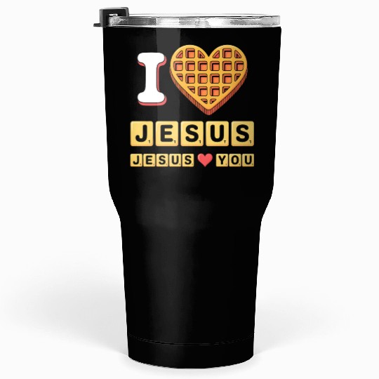 I Love Jesus Christian Breakfast Waffle Heart Tumblers 30 Oz