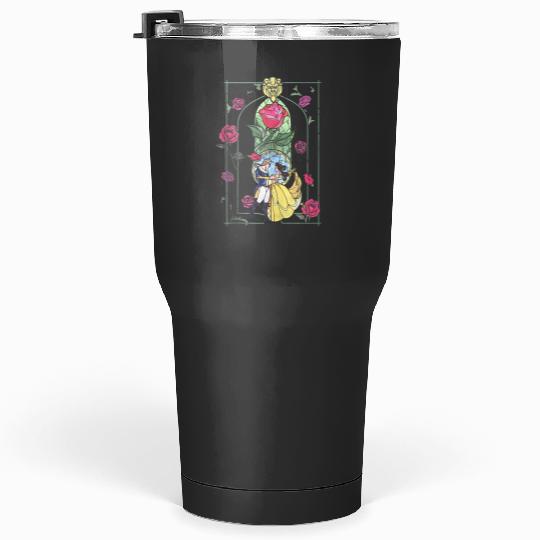Disney Beauty And The Beast Belle And Beast Stained Glass Tumblers 30 oz