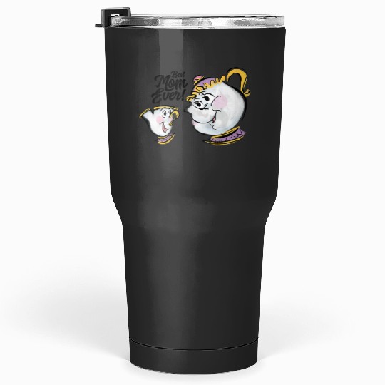 Womens Disney Beauty and the Beast Chip Mrs. Potts Best Mom Ever VNeck Tumblers 30 oz
