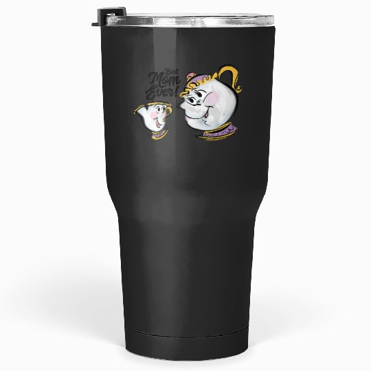 Womens Disney Beauty and the Beast Chip Mrs. Potts Best Mom Ever VNeck Tumblers 30 oz