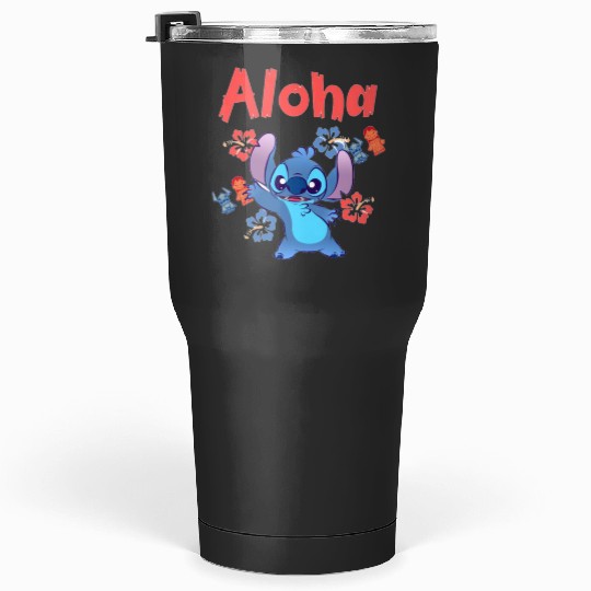 Lilo And Stitch Tropical floral on white Zipper Pouch, Stitch Eras Tour , Stitch Shirt, Disney Land Lilo and Stitch Tumblers 30 oz
