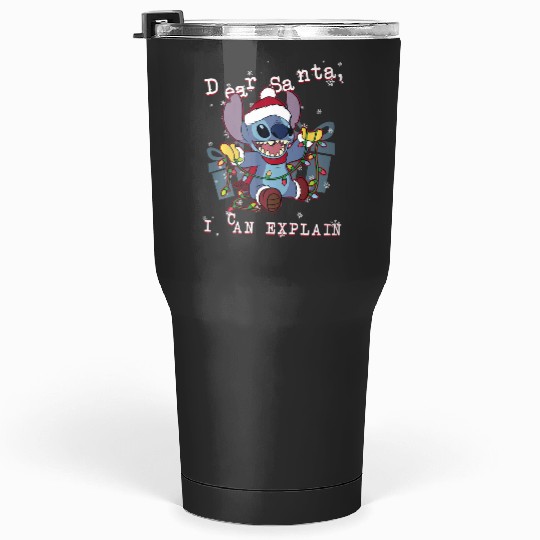 Disneys lilo stitch christmas dear santa i can explain long sleeve Tumblers 30 oz