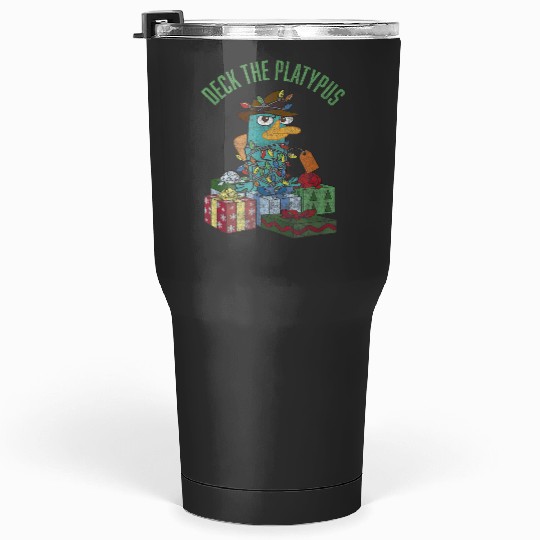 Disney Phineas and Ferb Christmas Perry Deck The Platypus Tumblers 30 oz