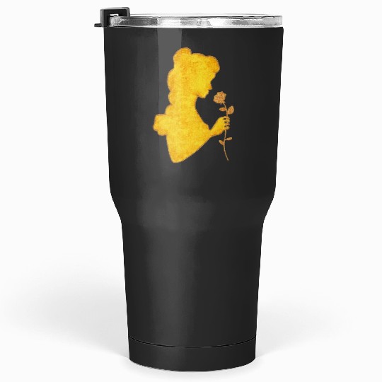 Watercolor Silhouette Beauty and the Beast Belle  : Disney princess tattoo Shirt,  Princess tattoo vintage t shirt, Disney princess tattoo Gift Fan S-5XL Tumblers 30 oz