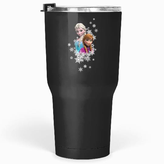 Womens Disneys frozens Anna and Elsa Snowflakes VNeck Tumblers 30 oz
