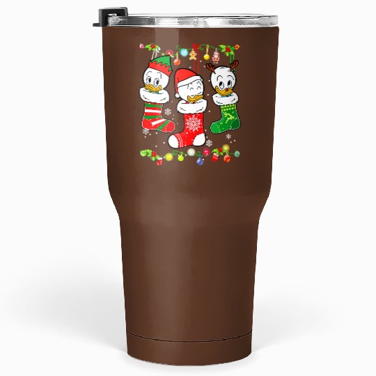 Disney DuckTales Huey, Louie, Dewey Christmas Socks Lights Tumblers 30 Oz