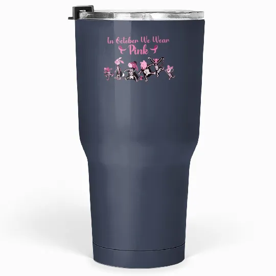 Winnie The Pooh In October We Wear Pink Tumblers 30 Oz, Disney Pooh Breast Cancer Warrior Tumblers 30 Oz