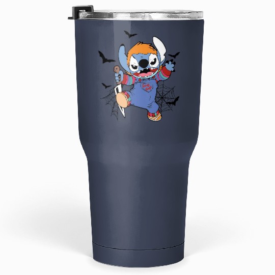 Disney Halloween Chucky Stitch Tumblers 30 Oz, Disney Stitch Horror Movie Tumblers 30 Oz, Chucky Tumblers 30 Oz
