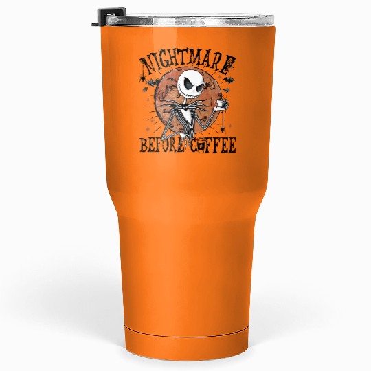 Jack Skellington Nightmare Before Coffee Tumblers 30 Oz, Disney Halloween Tumblers 30 Oz