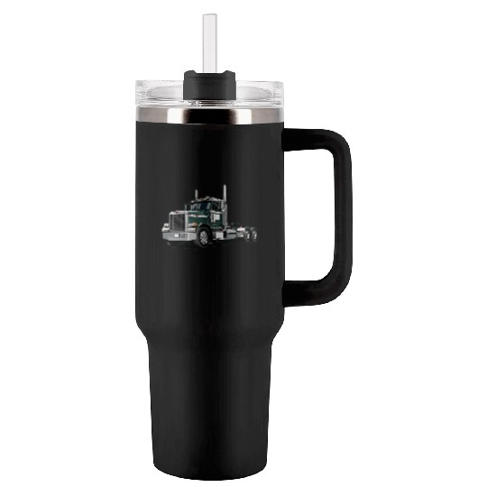 Green Semi Truck Tumblers 40 Oz With Handle