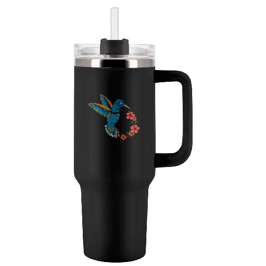 Humming bird hibiscus Tumblers 40 Oz With Handle