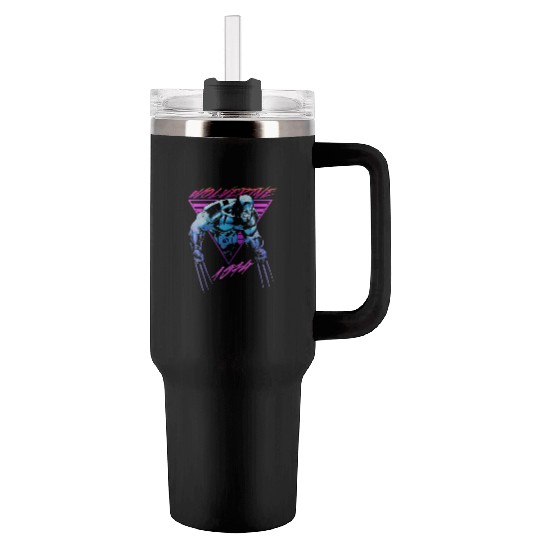 M-a-r-v-e-l W-o-l-verine Neon Retro Logan Graphic Tumblers 40 Oz With Handle