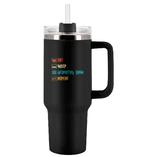 Eat sleep geometry dash repeat retro Jumper Repeat Tumblers 40 Oz With Handle