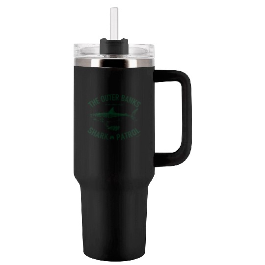 OBX Shark Patrol OBX Vintage Dark Green Tumblers 40 Oz With Handle