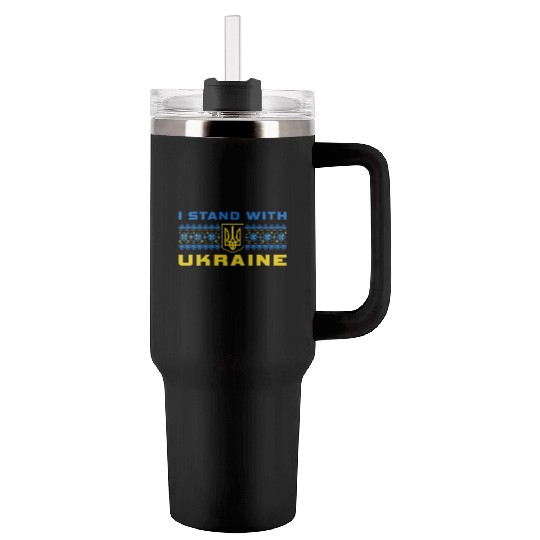 I STAND WITH UKRAINE BLUE-YELLOW Tumblers 40 Oz With Handle