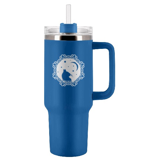 Cat Moon Tumblers 40 Oz With Handle
