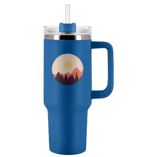 sunset horizon mountains Tumblers 40 Oz With Handle