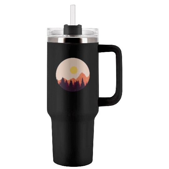 sunset horizon mountains Tumblers 40 Oz With Handle
