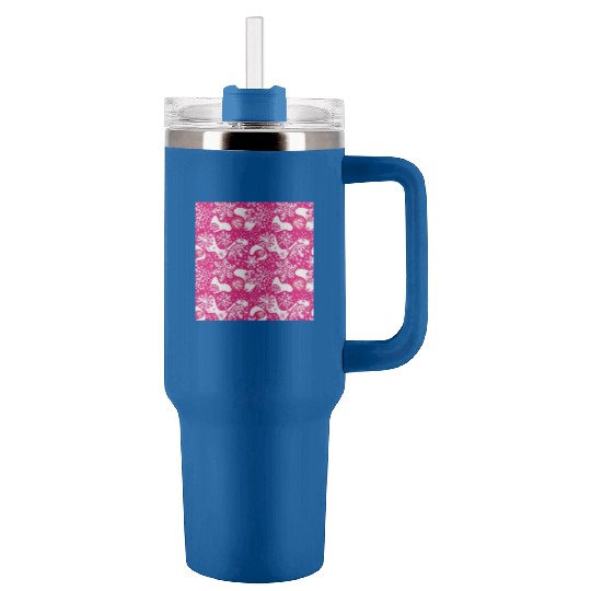 Abstract Pink Winter Pattern Tumblers 40 Oz With Handle
