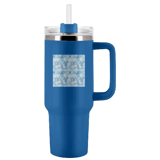 Blue White Snowflakes Pattern Tumblers 40 Oz With Handle