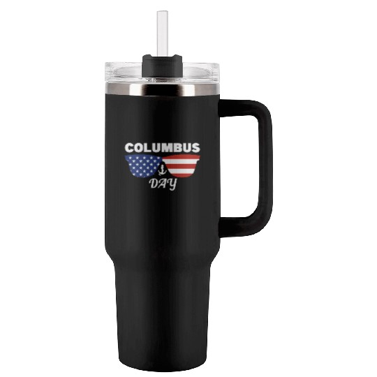 Columbus Day Glasses America Tumblers 40 Oz With Handle