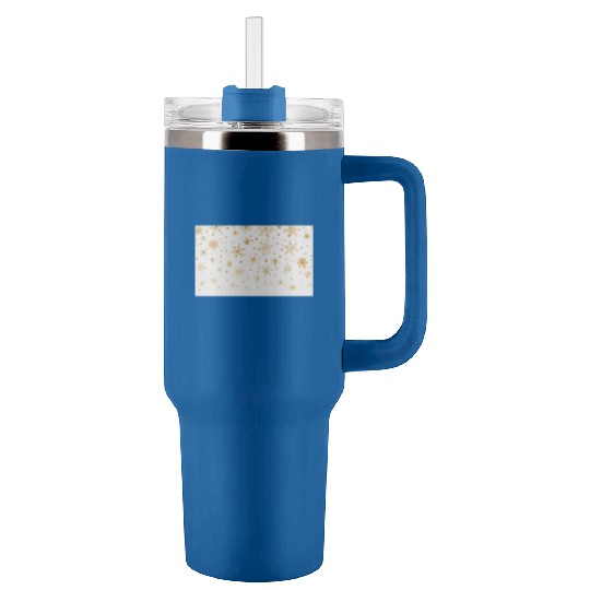 Snowflakes Pattern Elegant White Gold Tumblers 40 Oz With Handle