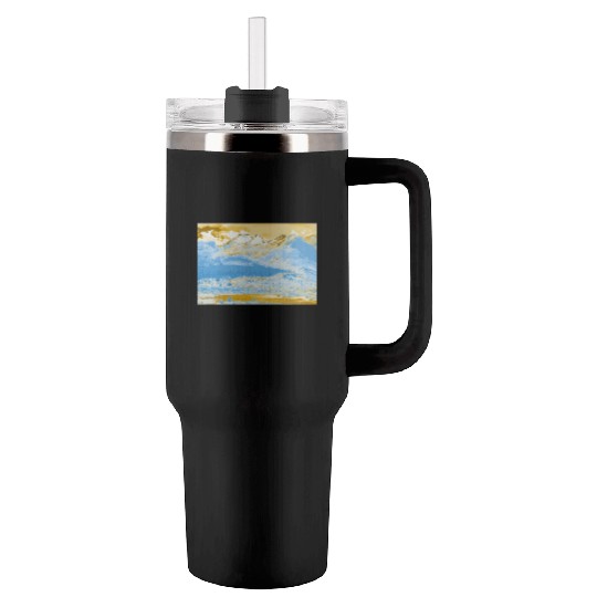 Golden Blue Mountain Lake Tumblers 40 Oz With Handle