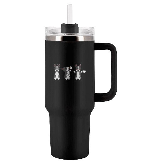 Boston Terrier Coffee Lover Tumblers 40 Oz With Handle