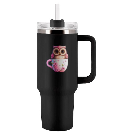 Owl Animal Cute Wild Bird Zoo Forest Nature Child Tumblers 40 Oz With Handle