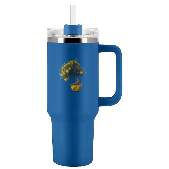 Lemon Bonsai Tree Tumblers 40 Oz With Handle
