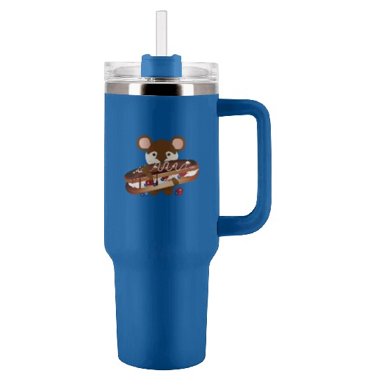 cute mouse with delicious chocolate eclair Tumblers 40 Oz With Handle