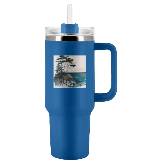 Acadia National Park Watercolor Tumblers 40 Oz With Handle