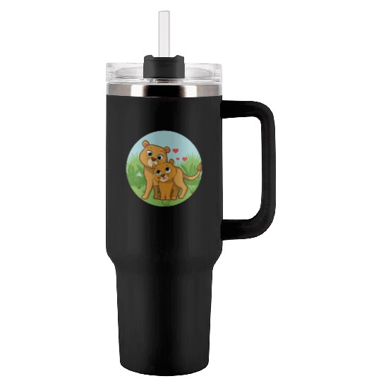 Mother Lion Baby Lion Tumblers 40 Oz With Handle