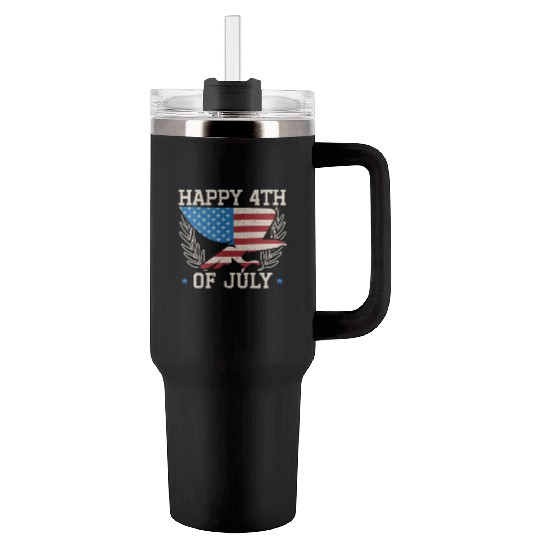 Patriotic America USA Flag 4th Of July America Tumblers 40 Oz With Handle