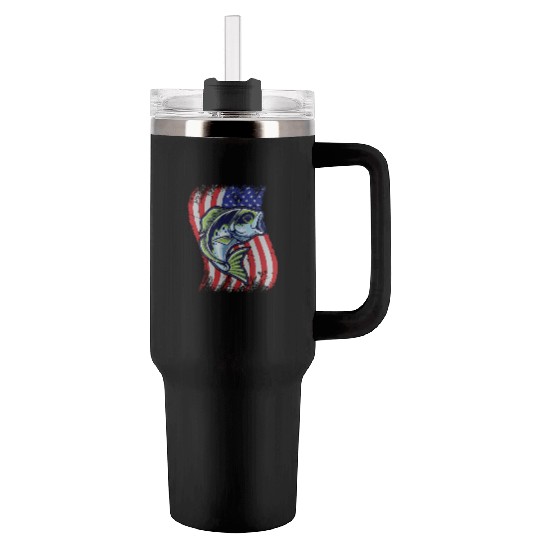 US Bass Fish Tumblers 40 Oz With Handle
