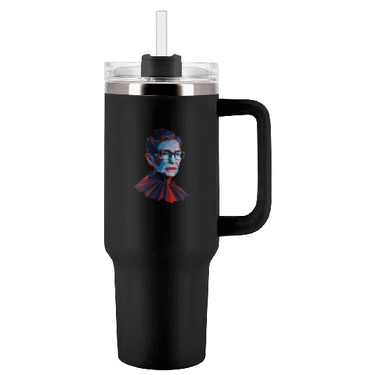Ruth Bader Ginsburg low polygon design red blue Tumblers 40 Oz With Handle