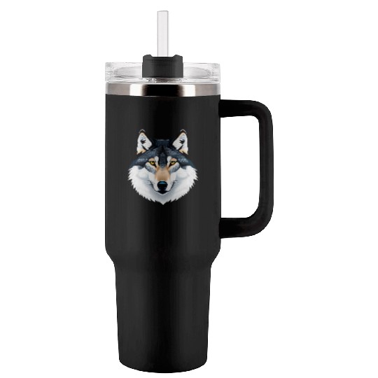 Wolf howling at the moon graphic Tumblers 40 Oz With Handle
