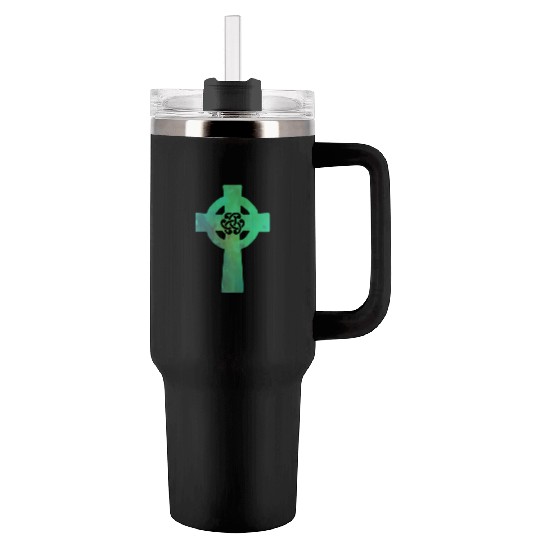 Irish Celtic Cross Knot St Patrick'S Day Christian Tumblers 40 Oz With Handle