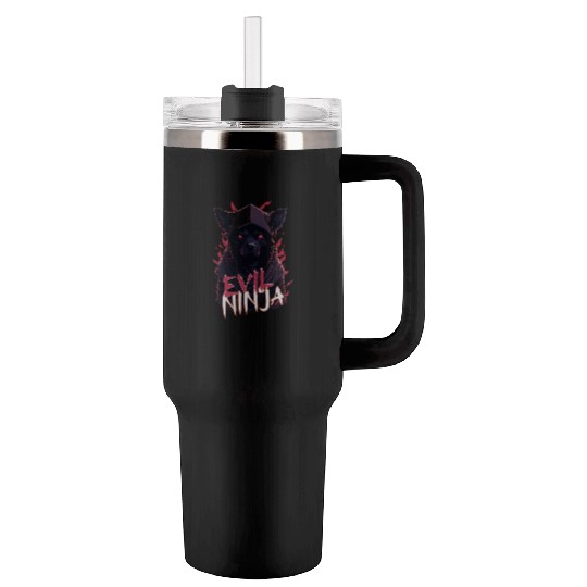 Powerful Boston Terrier Dog Ninja Tumblers 40 Oz With Handle