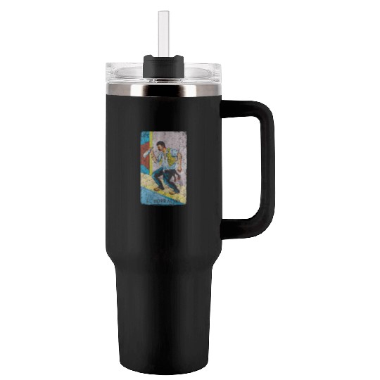 Loteria El Borracho Colorful Tarot Card Tumblers 40 Oz With Handle