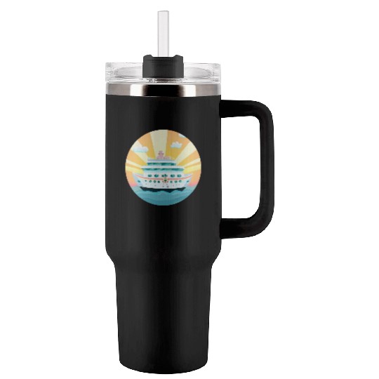Cruise Ship at Sunset - Dream Voyage Design Tumblers 40 Oz With Handle