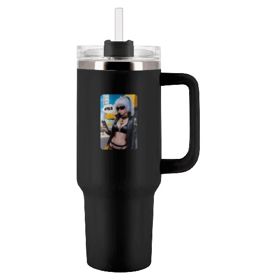 Cyberpunk Waifu Influencer Design 2 Tumblers 40 Oz With Handle