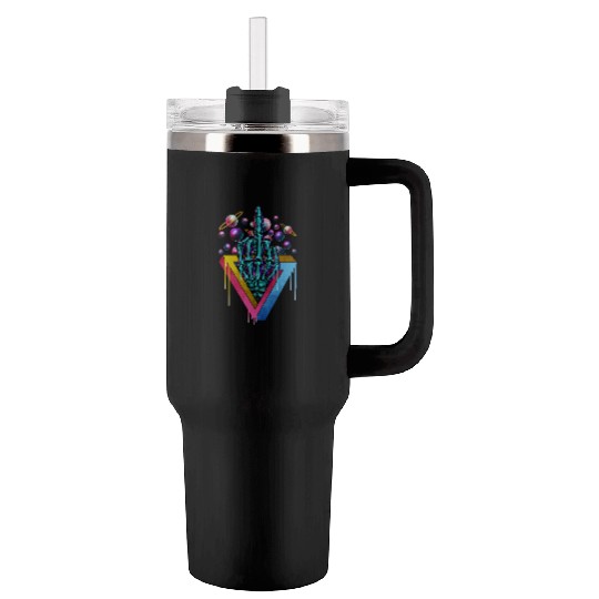 Trippy skeleton middle finger Tumblers 40 Oz With Handle