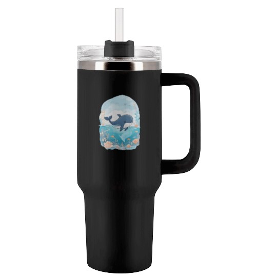 cute whale in cartoon fantasy Tumblers 40 Oz With Handle