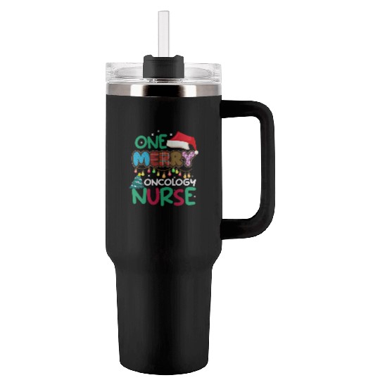 One merry Oncology Nurse Christmas Tumblers 40 Oz With Handle