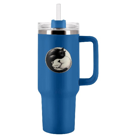 Yin and yang cats sleeping Tumblers 40 Oz With Handle