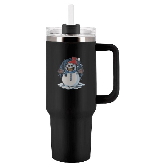 frosty snowman creepy Tumblers 40 Oz With Handle