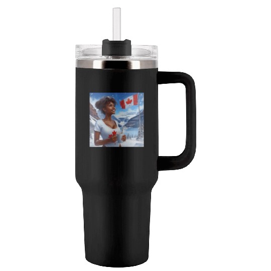 Canadian Winter Snow in Banff Canada Tumblers 40 Oz With Handle
