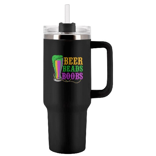 Beer Beads Boobs Carnival Mardi Gras Tumblers 40 Oz With Handle